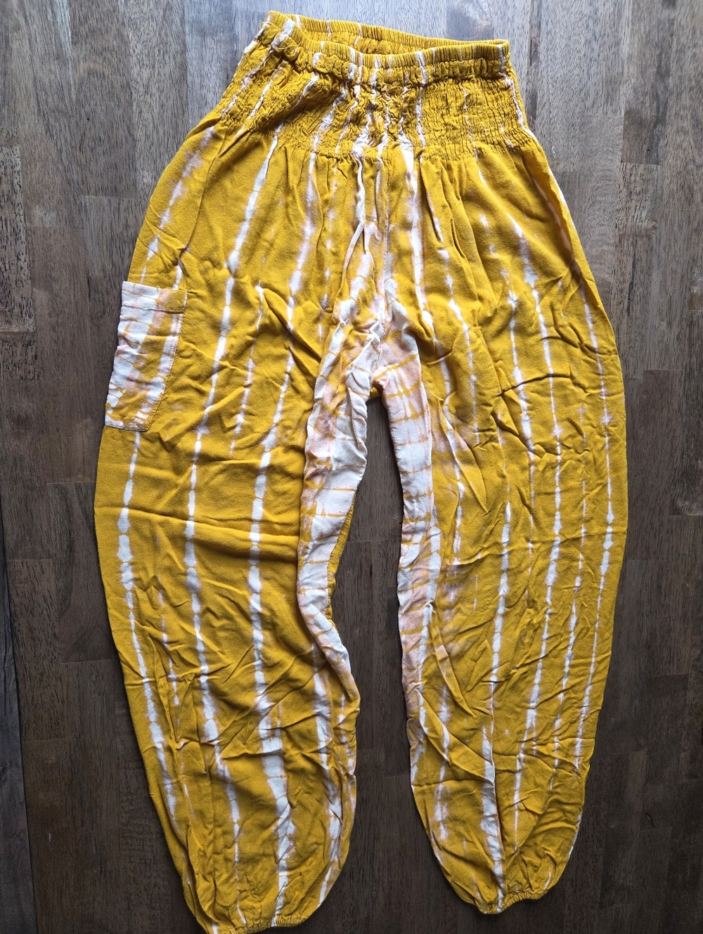 Mustard Yellow Tie-Dye Harem Pants - Picture 6 of 10